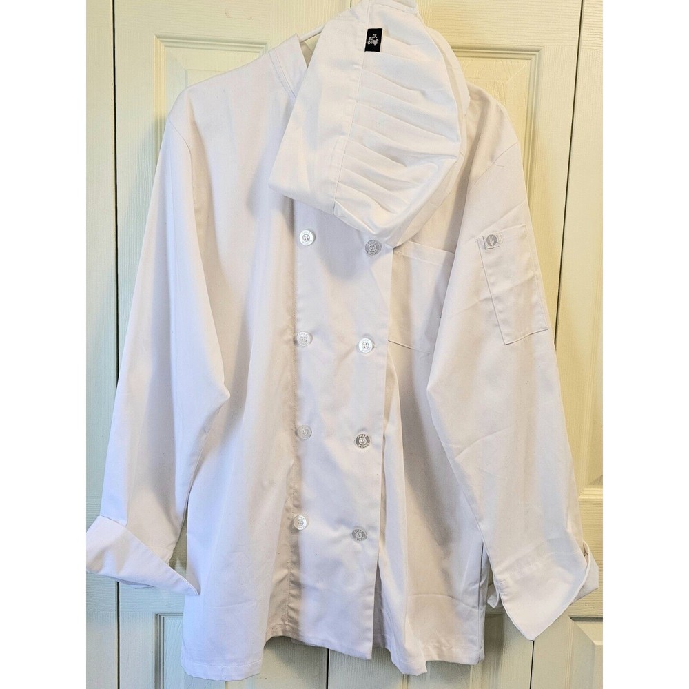 Chef Works Men Le Mans White Long Sleeve Chef's Coat US Restaurant Size M